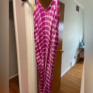 Pink and White Tye Dye Beach Maxi!